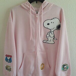 Peanuts Snoopy Women's Full Zip Hoodie - Pink Size X-Large